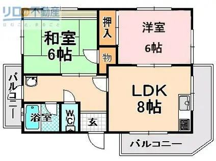 富士マンション(2LDK/3階)の間取り写真