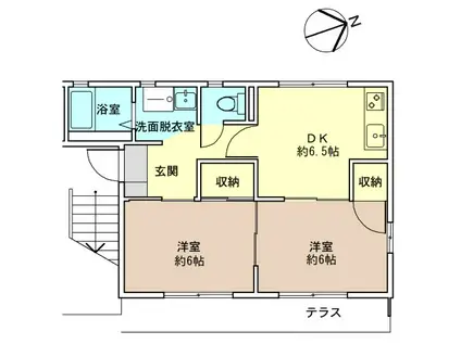 グリーンヒル(2DK/1階)の間取り写真