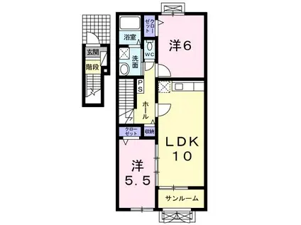アウラー高尾台(2LDK/2階)の間取り写真
