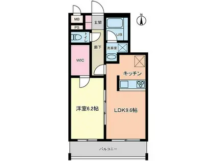 モストンソラーレ(1LDK/2階)の間取り写真