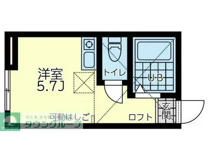 ユナイト花月園エスメラルダの瞳(ワンルーム/1階)の間取り写真