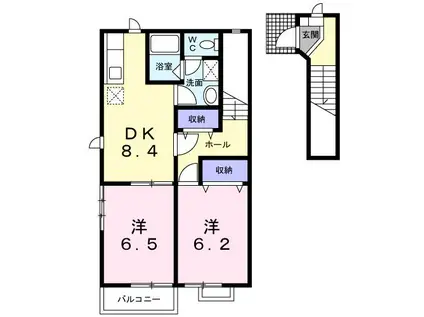 グランリーオ(2DK/2階)の間取り写真