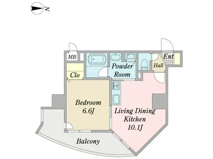 プロシード金山Ⅱ(1LDK/11階)の間取り写真