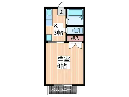 アヴァンセ安芸(1K/2階)の間取り写真