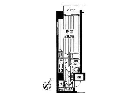 スカイコート日本橋浜町第3(1K/7階)の間取り写真