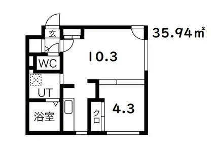 グリシーヌ南5条(1LDK/1階)の間取り写真
