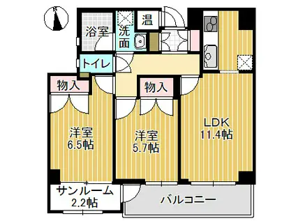 グレインハウス(2LDK/3階)の間取り写真