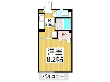 フレグランスAMI B(1K/1階)の間取り写真