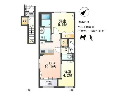 サクラII(2LDK/2階)の間取り写真
