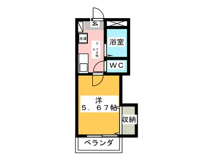 アバンテ曲金 I(1K/2階)の間取り写真
