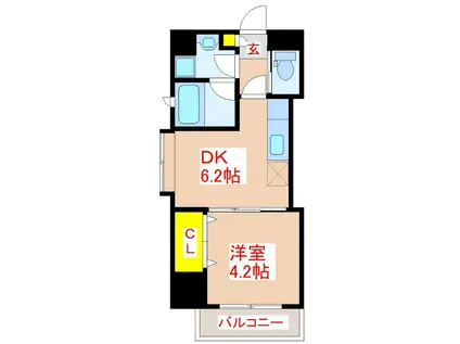 ツインコート・タワーズ壱番館(1DK/4階)の間取り写真