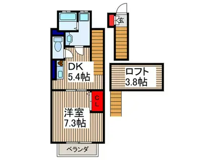誉蔵 壱番館(1DK/2階)の間取り写真
