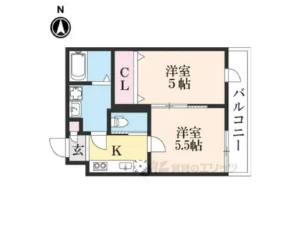 ベレーザ西陣Ⅱ(2K/1階)の間取り写真