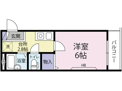 シャンフォート(1K/2階)の間取り写真