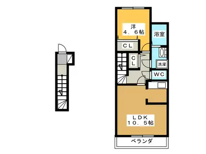ルミエール イワタ(1LDK/2階)の間取り写真
