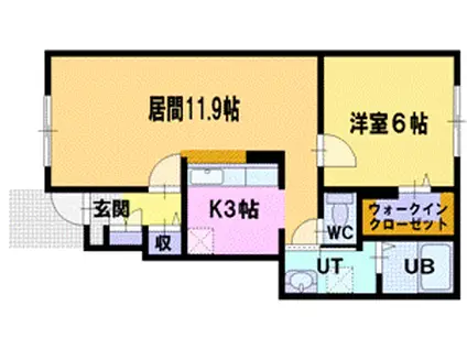 パーク水明 B(1LDK/1階)の間取り写真