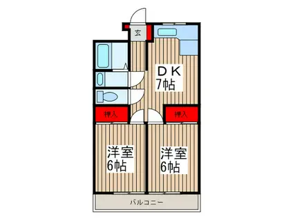 サンライトレジデンス(2DK/2階)の間取り写真