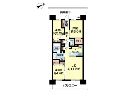 ウィザースレジデンス土気あすみが丘(3LDK/13階)の間取り写真