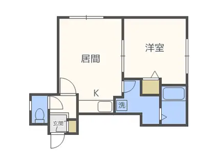グレイス白石(1LDK/3階)の間取り写真