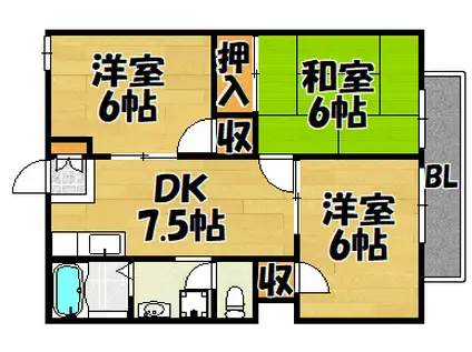 ヴェルディーハイツ(3DK/1階)の間取り写真