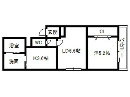 クリヨン6(1LDK/4階)の間取り写真