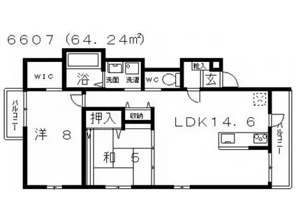 ルシオ藤井寺(2LDK/2階)の間取り写真