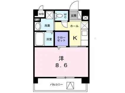 クラール南町田(1K/1階)の間取り写真