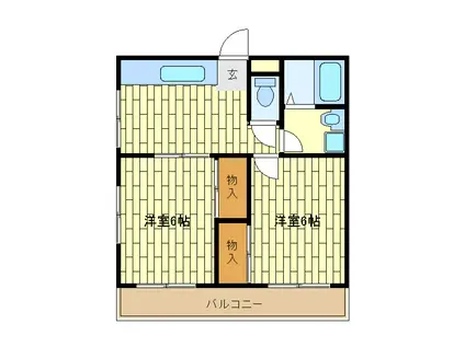 ユーモ壱番館(2DK/2階)の間取り写真
