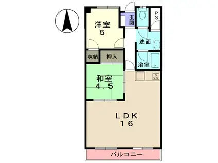 コーポ11(2LDK/7階)の間取り写真
