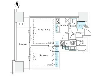 麻布台ヒルズレジデンスB(1LDK/7階)の間取り写真
