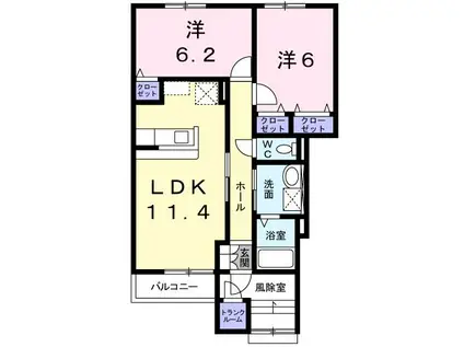 プレアデス(2LDK/1階)の間取り写真