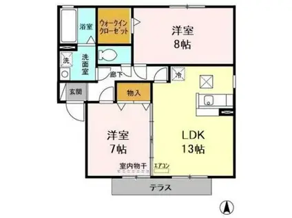 カーサベルデ(2LDK/1階)の間取り写真