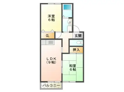 サニーハイム千里(2LDK/2階)の間取り写真