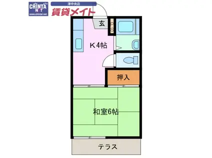 リソーハイツ(1K/2階)の間取り写真