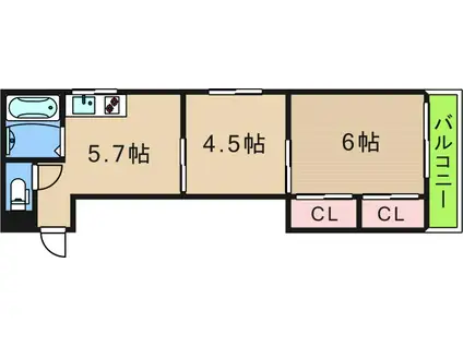パークサイドイズミ(2DK/3階)の間取り写真