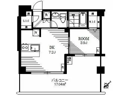 アプレパークス百合ヶ丘(1DK/3階)の間取り写真
