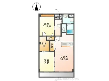 ビエント美奈原(2LDK/3階)の間取り写真