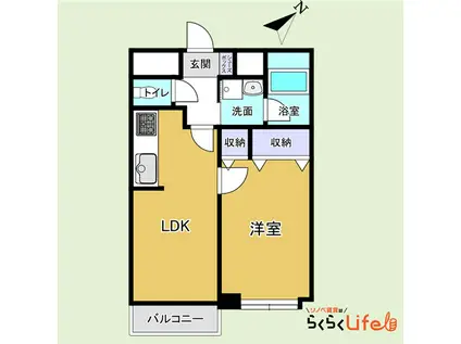 サンハイム藤が丘(1LDK/4階)の間取り写真