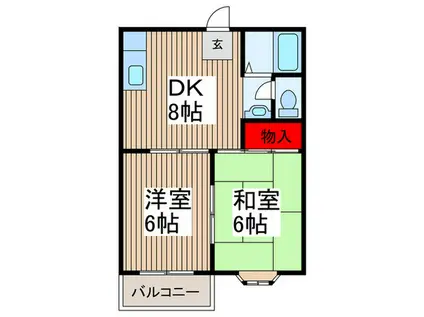 ハウス小手指(2DK/2階)の間取り写真