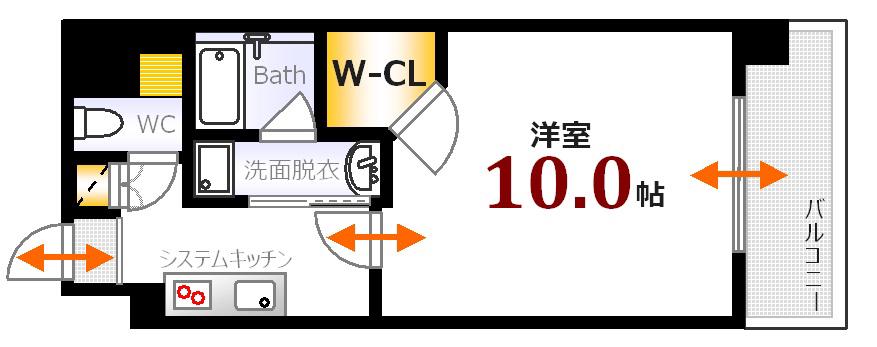 PARC HIROSHIMA EKIMAE(1K/9階)の間取り写真
