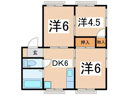 コーポ三神B(3DK/2階)の間取り写真