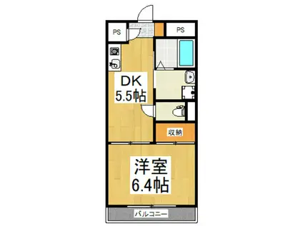 ピア美住(1DK/2階)の間取り写真