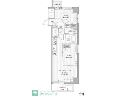 関寅ビル第10(2LDK/5階)の間取り写真