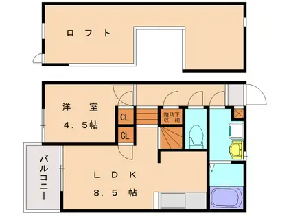 CB和白オーシャンアクア(1LDK/2階)の間取り写真