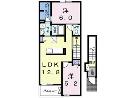 ピアッツァ高木 B(2LDK/2階)の間取り写真