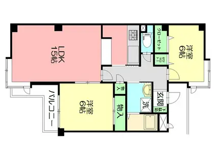 ローゼンHK(2LDK/3階)の間取り写真