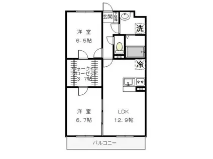 ファイネストB(2LDK/1階)の間取り写真