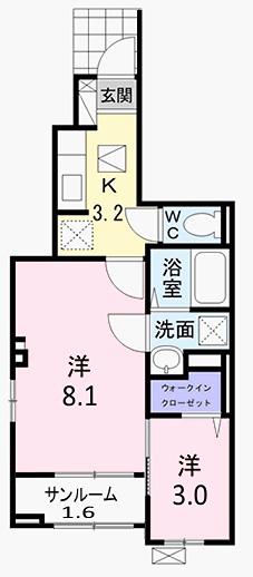 メゾンエレガンテ(2K/1階)の間取り写真
