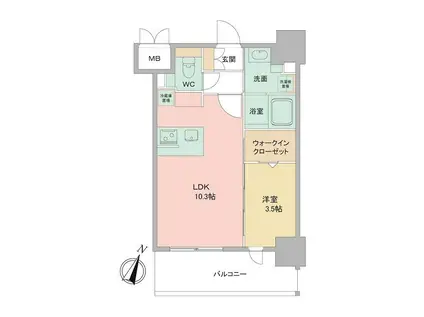 LOUIS RESIDENCE弁天町(1LDK/7階)の間取り写真