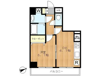 モン セードル(1DK/4階)の間取り写真